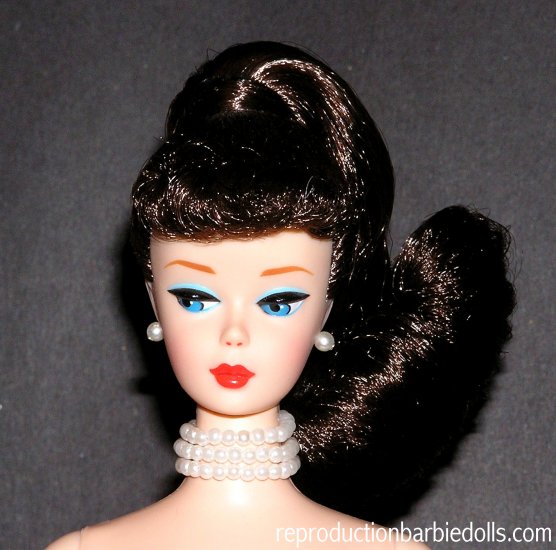 Brunette Ponytail Reproduction Doll With Pearls