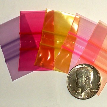5000 Assorted Colors Baggies 1.25 x 0.75" Small Ziplock Bags 12534