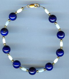 Blue Lapis and Mother of Pearl Bracelet