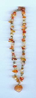 Carnelian Chip Necklace with Heart Pendant