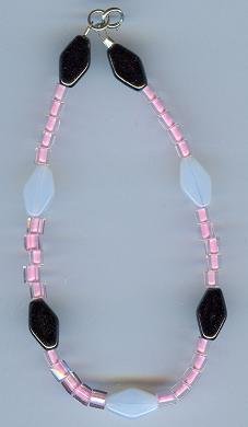 Black White and PInk Beaded Bracelet