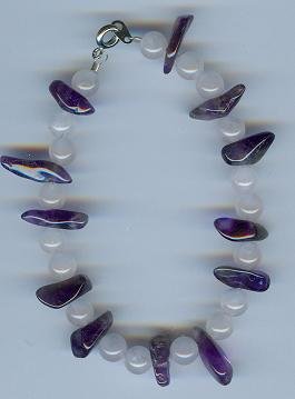 Rose Quartz and Amethyst Chip Bracelet
