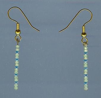 Yellow and Blue Beaded Earrings