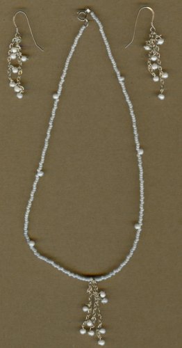 Pearl Bead Necklace and Earring Set