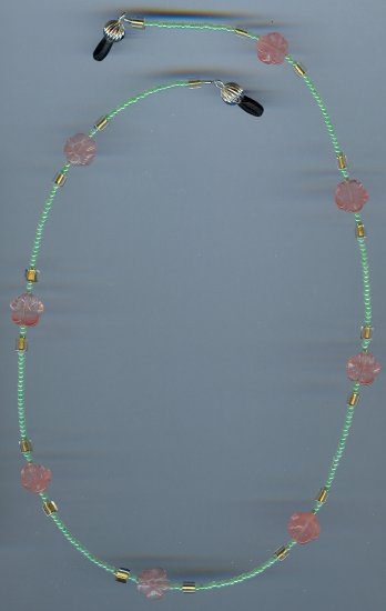 Cherry Quartz and Seed Bead Eyeglass Holder