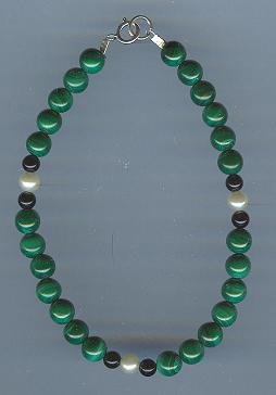 Malachite, Black Onyx and Fresh Water Pearl Bracelet