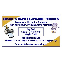 Business Card Laminating Pouches 3 MIL (100 Pack)