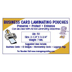 Business Card Laminating Pouches 7 MIL (50 Pack)