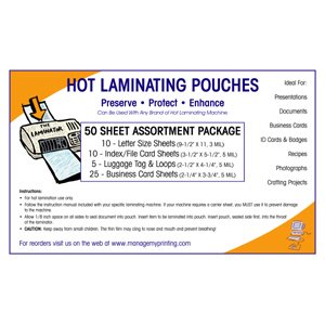 Assorted Laminating Pouches (50 Pack)