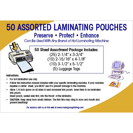 Assorted Small Laminating Pouches (50 Pack)