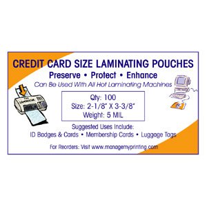Credit Card Laminating Pouches 5 MIL (100 Pack)