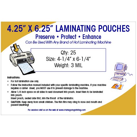 Photo or Video Card Large Laminating Pouches 3 MIL (25 Pack)