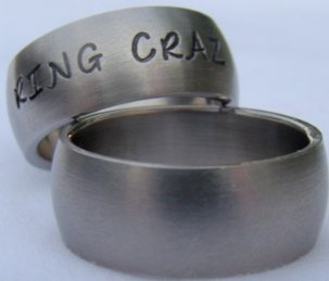 Custom Hand Stamped Stainless Steel Rings - Curved with Matte Finish