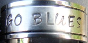 Custom Hand Stamped Stainless Steel Rings - Matte & Polish w/Black Lines