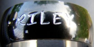 Custom Hand Stamped Stainless Steel Rings - Curved w/ Black Polished Finish