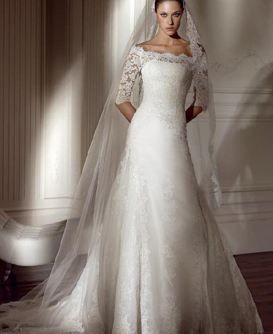 latest style lace long sleeve wedding dress 2011 EC106