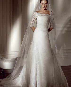 latest style lace long sleeve wedding dress 2011 EC106