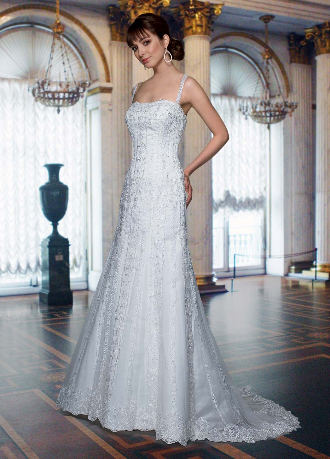Free shipping the most popular lace wedding dress EC335