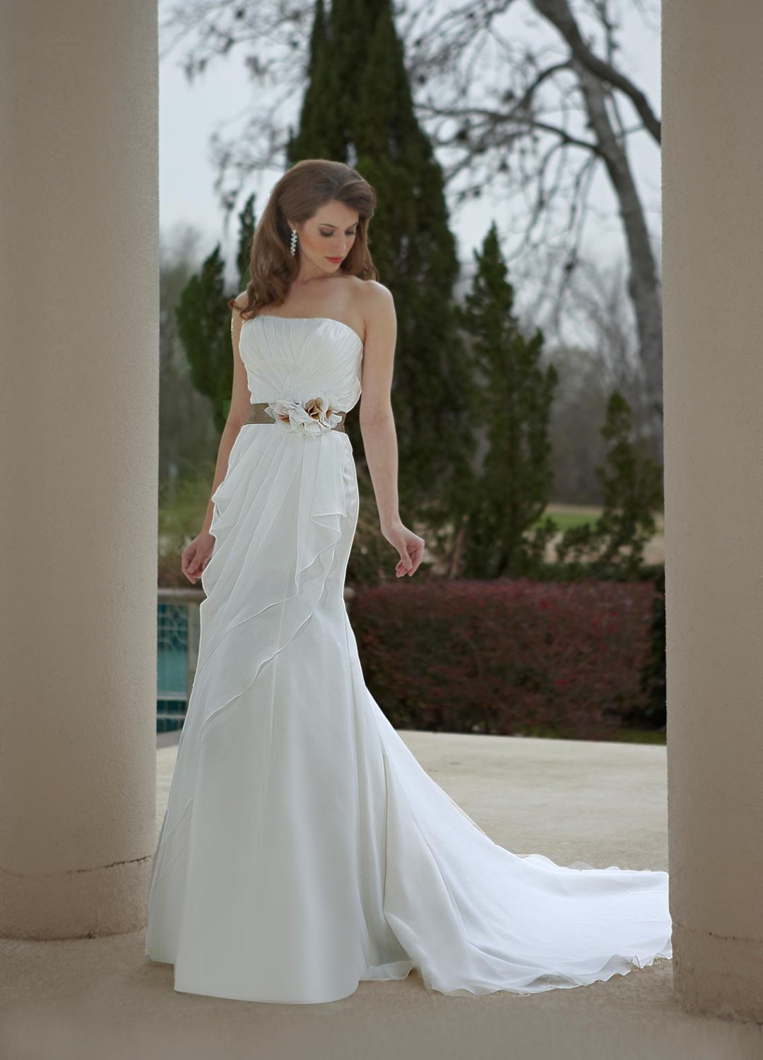 Free shipping the latest fabric flower wedding dresses EC347