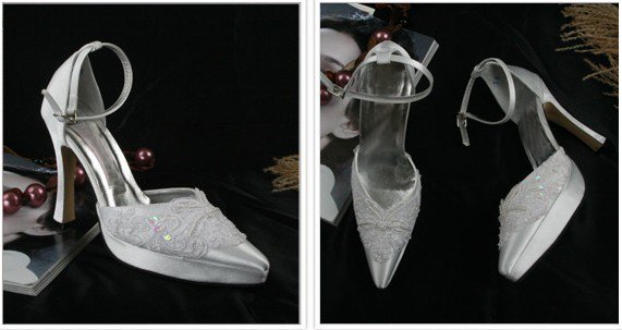 swarovski crystals and lace wedding shoes S027
