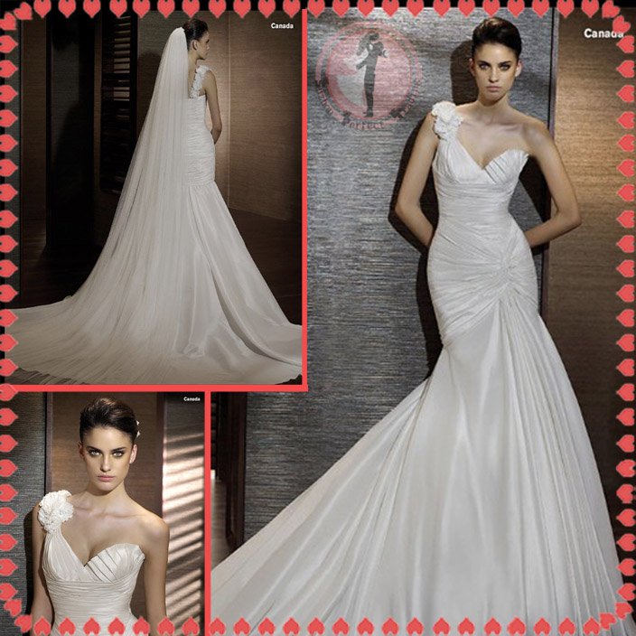 Free shipping one shoulder wedding dress 2012 EC377