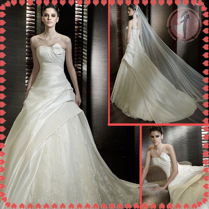 Free shipping the most popular lace wedding dress 2012 EC380