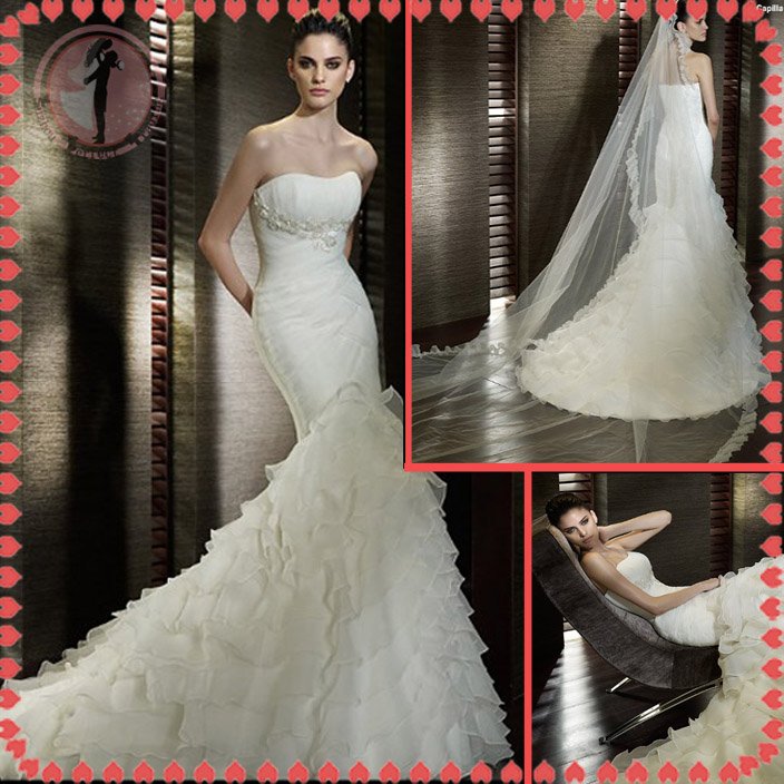 Free shipping the most popular one shoulder wedding dress 2012 EC385