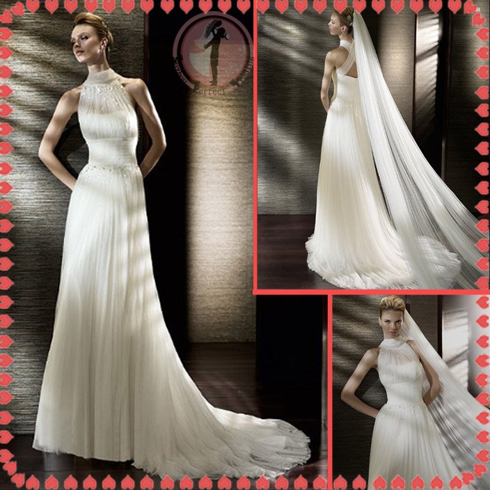 Free shipping maggie sottero high neckline 2012 wedding dress EC391