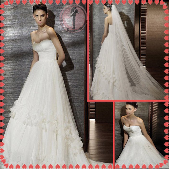 Free shipping flower 2012 bridal wedding dress EC395