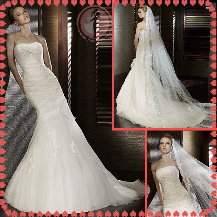 Free shipping 2012 rhinestone bridal mermaid wedding dress EC396