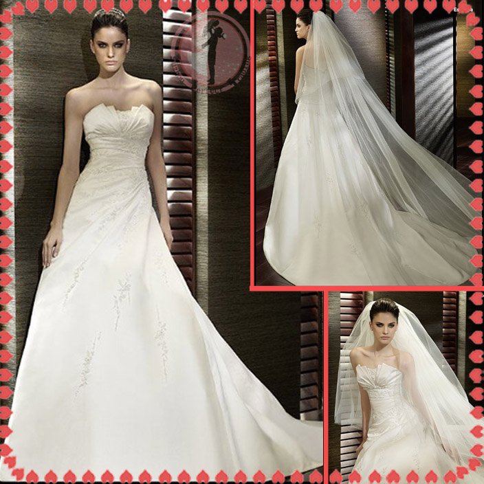 2012 new style silver satin wedding dress EC407