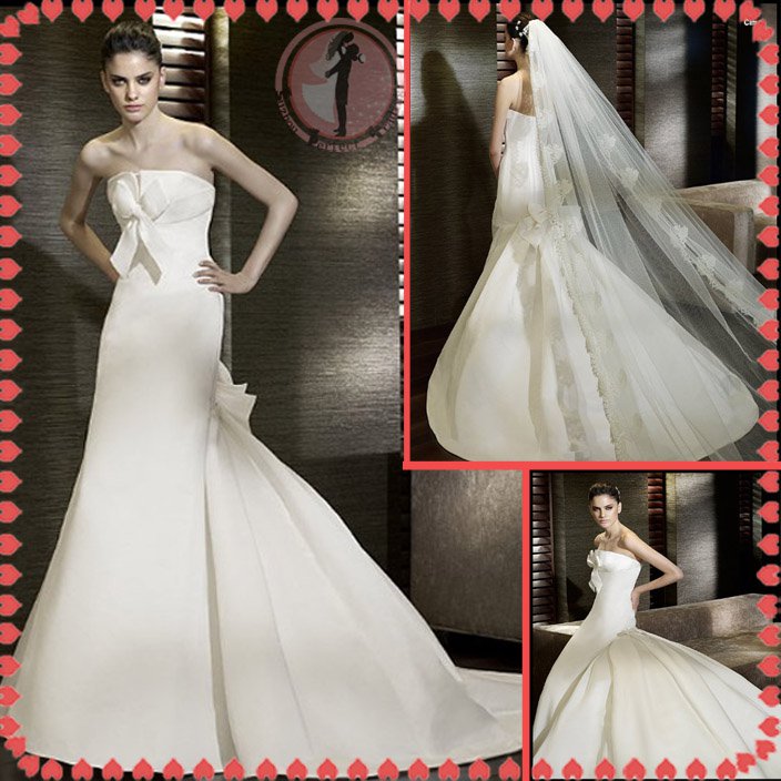 2012 new style silver satin wedding dress EC406