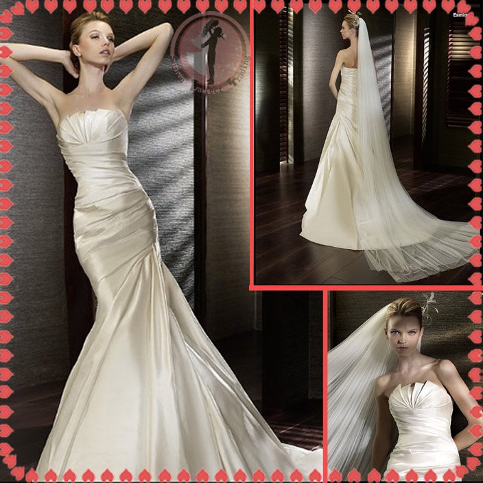 2012 new style silver satin wedding dress EC410