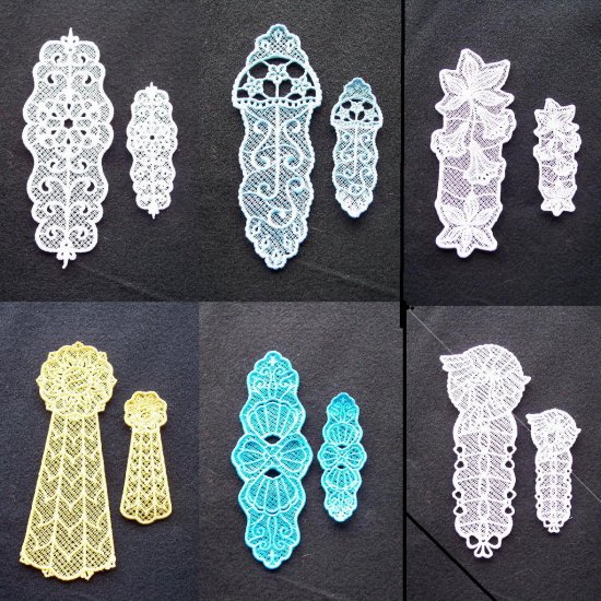 Choice of Monthly Embroidered Lace Year of Bookmarks Set of Large and Small