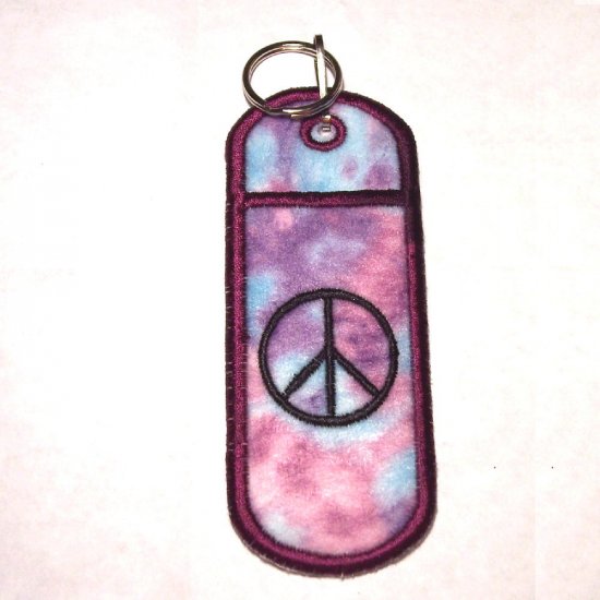 Peace Embroidered lipbalm holder keychain