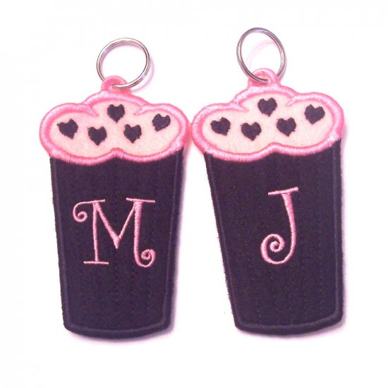 Monogrammed Initial Embroidered Cupcake USB, Lip Balm, Chapstick or lighter holder key chain