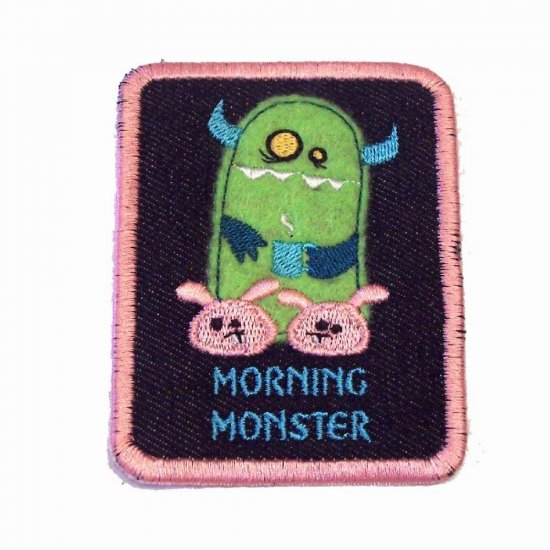 Morning Monster Embroidered Denim Iron on Patch