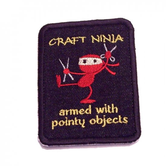 Beware the Craft Ninja Embroidered Denim Iron on Patch