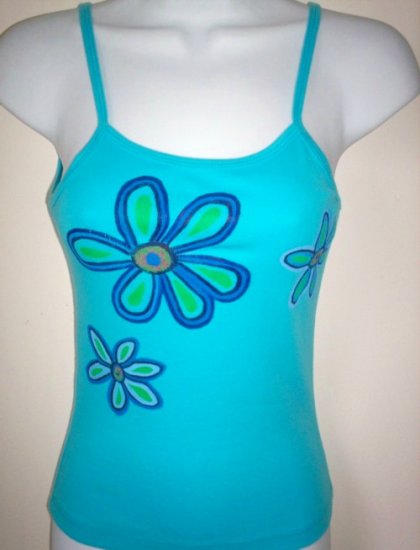 Tropical Flowers Turquoise Tank Top