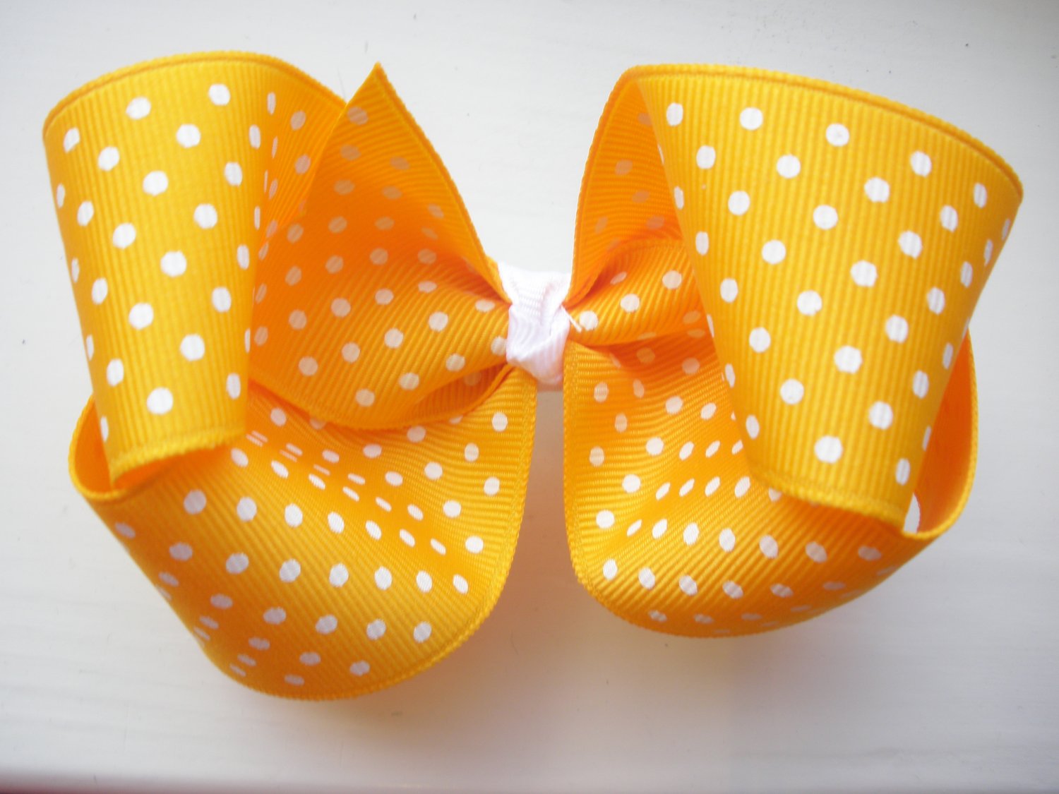Yellow Gold and White Polka Dot Bow