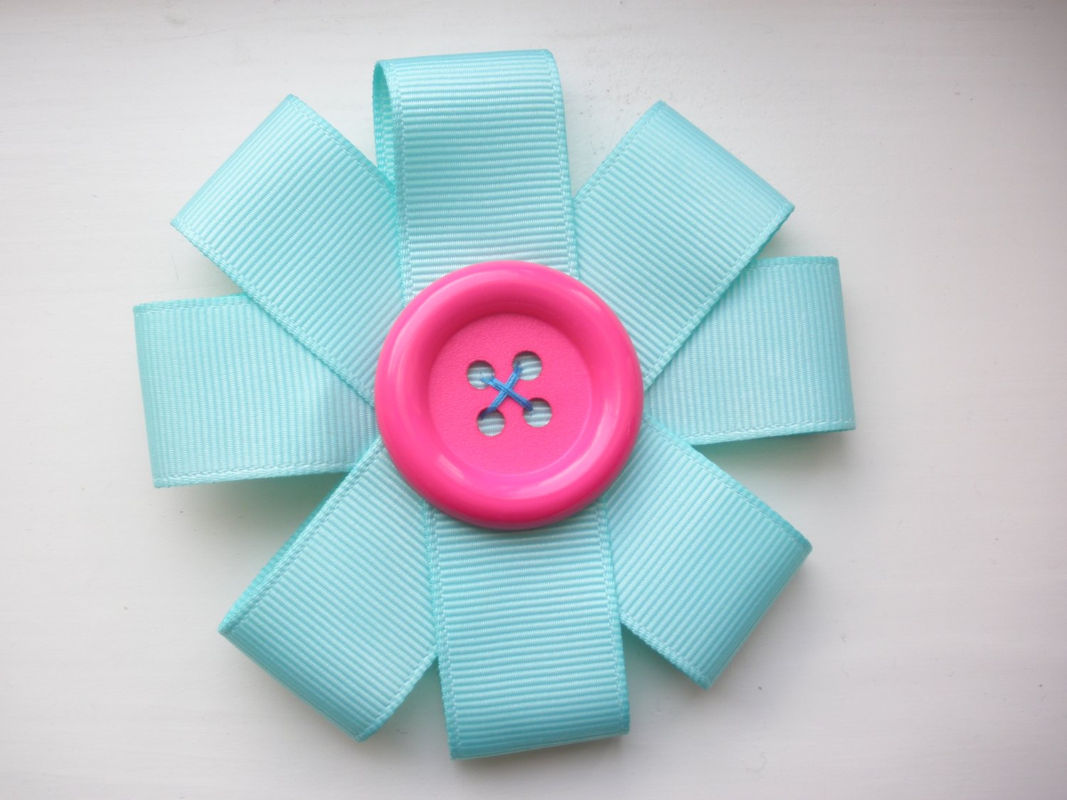 Aqua Ribbon Hair Flower