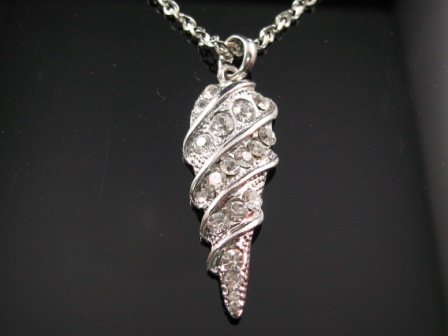 SN055 Crystal Shell Dangle Silver Pendant Necklace Best Gift Idea
