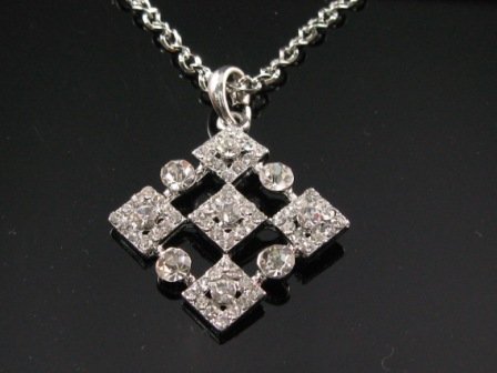 SN060 Crystal Diamond Shape Silver Pendant Necklace Best Gift Idea
