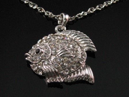 SN064 Crystal Fairy Fish Silver Pendant Necklace Best Gift Idea