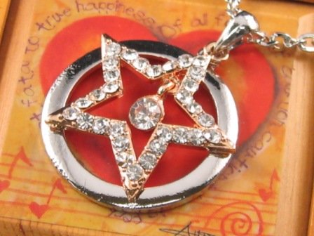 SN067 Crystal Star Round Dangle Silver Pendant Necklace Best Gift Idea