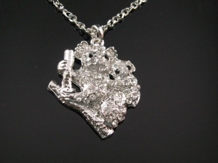 SN069 Crystal Cutie Koala Silver Pendant Necklace Best Gift Idea
