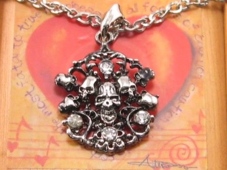 SN075 Crystal Skull Silver Pendant Necklace Best Gift Idea