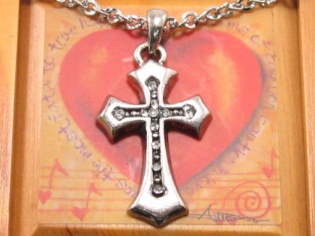 SN078 Crystal Cross Silver Pendant Necklace Best Gift Idea