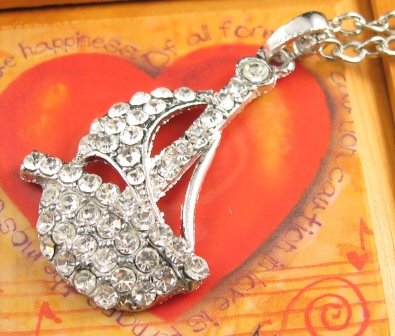 SN346 Crystal Sailing Boat Silver Pendant Necklace Best Gift Idea