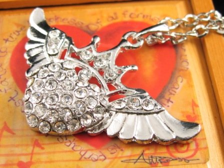 SN345 Crystal Angel Crown Silver Pendant Necklace Best Gift Idea